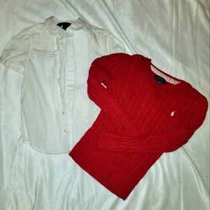 POLO BUNDLE Girls polo cable knit sweater(6) and shirt (5)
